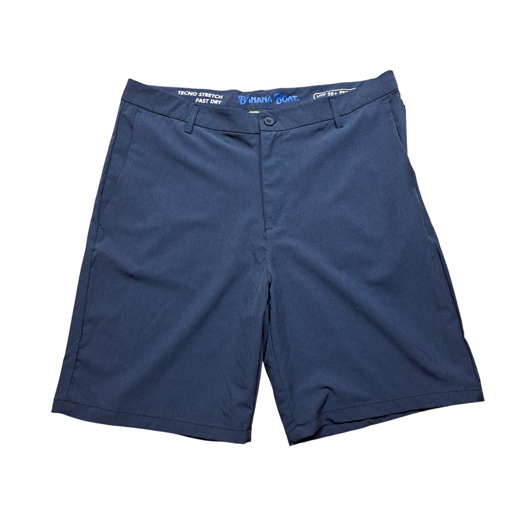 Banana Boat Shorts Mens XL Navy Blue Excellent Tecno Stretch Fast‎ Dry UPF 50+